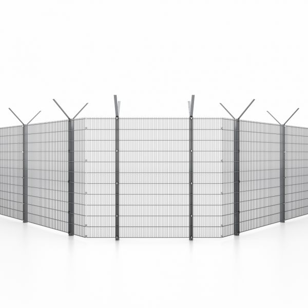 Modulares Sicherheitszaunsystem Vario-Inline mit Doppelstabgittermatte enge Masche