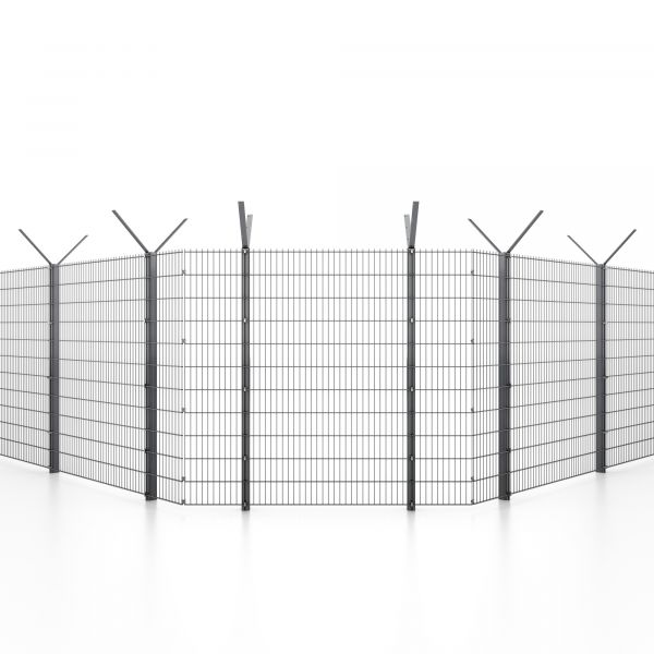 Modulares Sicherheitszaunsystem Vario-Inline mit Doppelstabgittermatte Standardmasche